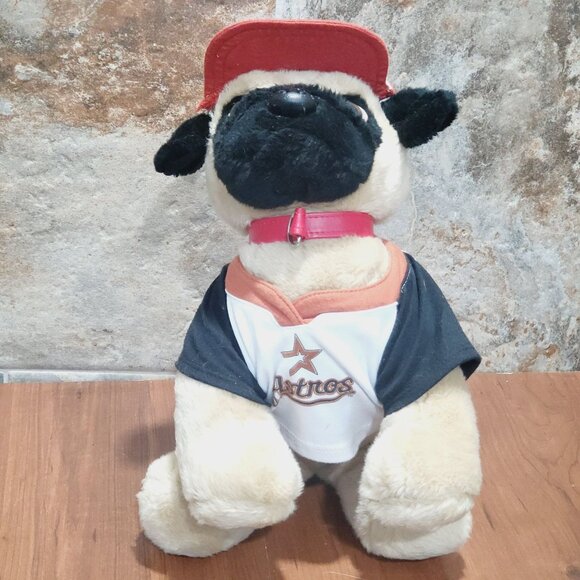 Build A Bear Workshop Houston Astros Pug Dog Plush Tan Black Baseball - Picture 3 of 17